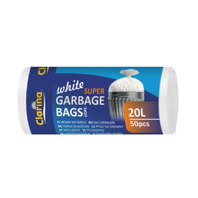 Saci menaj HDPE, 20L, alb, 7 microni, 50 bucati/rola