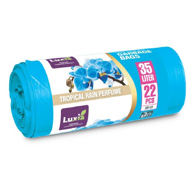 Saci menaj cu urechi HDLD, 35 litri, 22 bucati/rola, aroma tropicala