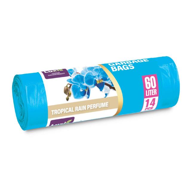 Saci menaj cu urechi HDLD, 60 litri, 14 bucati/rola, aroma tropicala