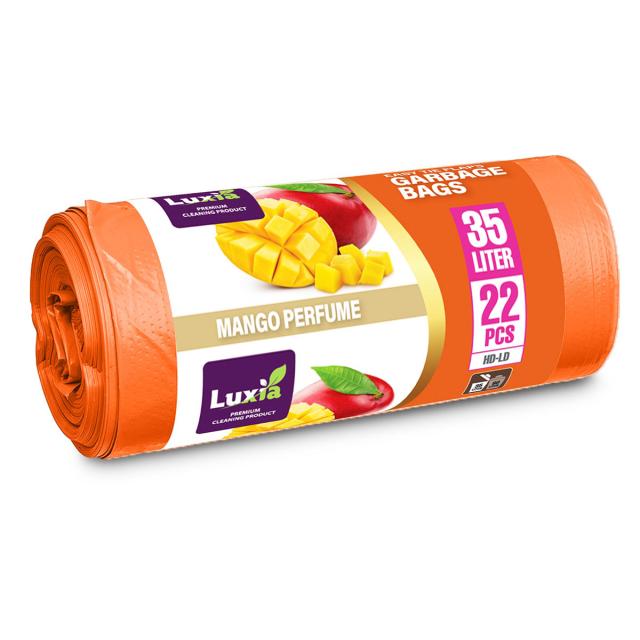 Saci menaj cu urechi HDLD, 35 litri, 22 bucati/rola, aroma mango