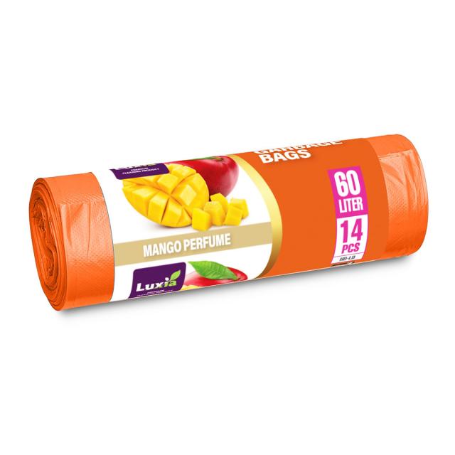 Saci menaj cu urechi HDLD, 60 litri, 14 bucati/rola, aroma mango
