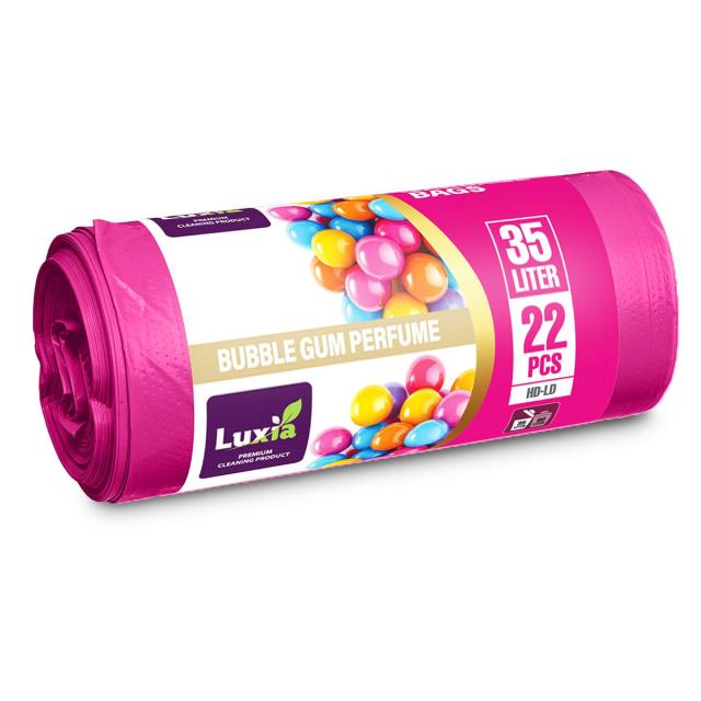 Saci menaj cu urechi HDLD, 35 litri, 22 bucati/rola, aroma bubble gum
