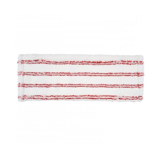 Rezerva mop plat din microfibra, alb/rosu, 40 cm