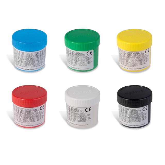 Tempera pentru desenat cu degetul Morocolor Primo, 50 g, 6 culori/set