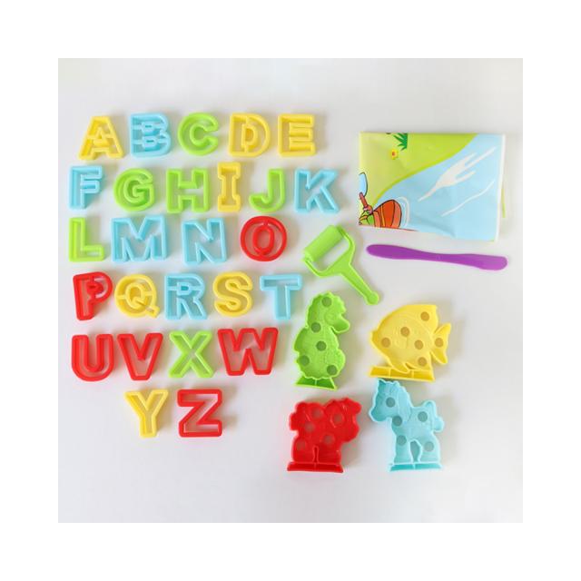 Set plastilina Morocolor Primo, 8 culori, 33 accesorii modelare, alfabet