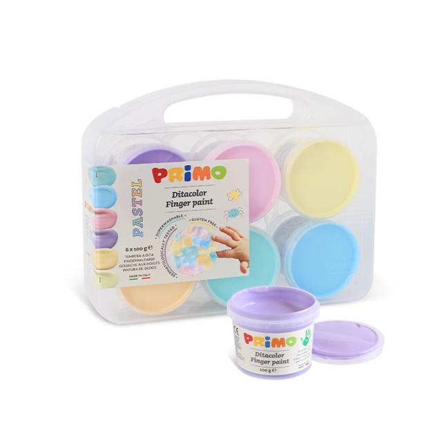 Tempera pastel Morocolor Primo, pentru pictat cu degetele, 6 culori, 100 ml