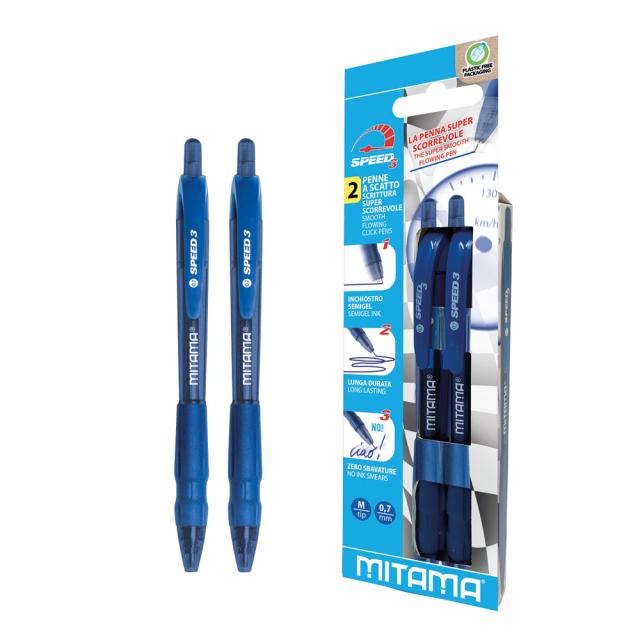 Set 2 pixuri cu gel Mitama, varf 0.7, scriere albastra
