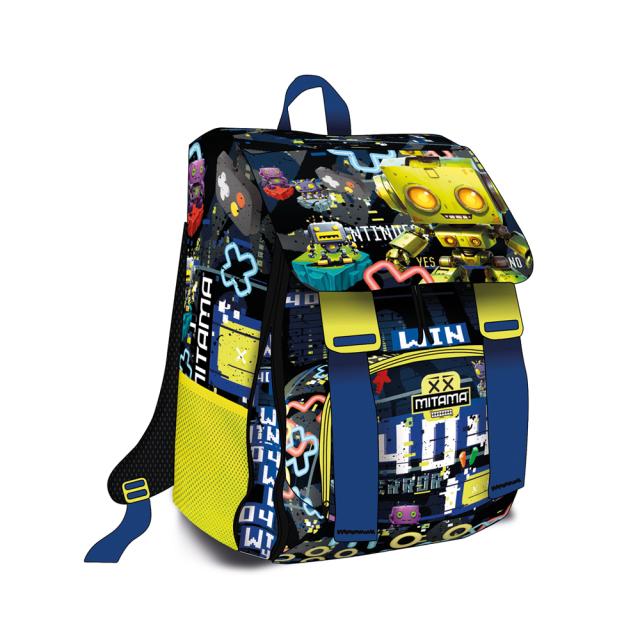 Ghiozdan Mitama, 4 compartimente, tematica jocuri, 40 x 28 x 18 cm