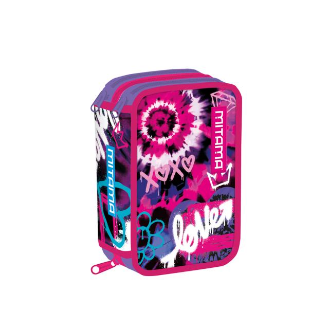 Penar Mitama, 3 compartimente, design roz cu mov, 14.5 x 7.4 x 20 cm