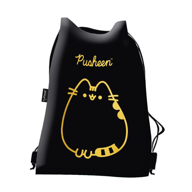 Saculet Majewski, Pusheen, design negru cu auriu 