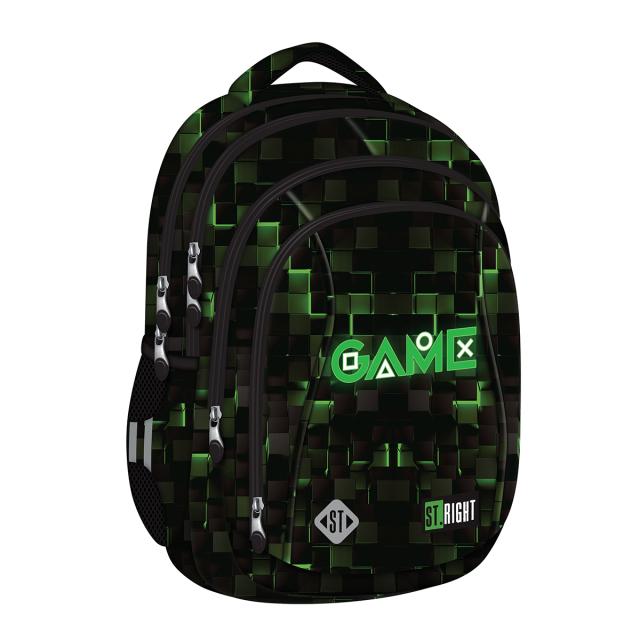 Ghiozdan scolar Majewski ST Right, BP04, Green Game, 4 compartimente, 43 x 32 cm 