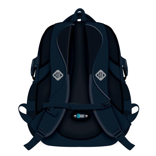 Ghiozdan scolar Majewski ST Right, BP04, Blue T-Rex, 4 compartimente, 43 x 32 cm 