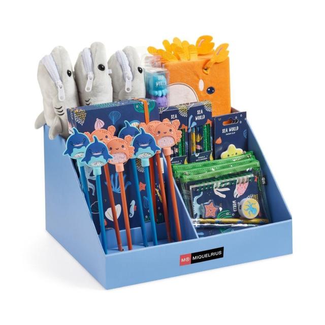 Display 30 articole papetarie Apli, design animale marine