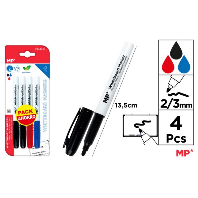 Set 4 markere tabal Main Paper, varf rotund 1.5 mm