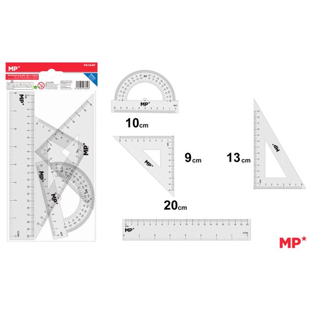 Set geometrie Main Paper, raportor, 2 echere, rigla 10 cm