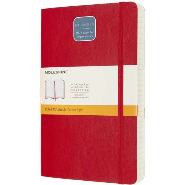 Agenda Moleskine Expanded Large Ruled Scarlet Red, 21.1 x 13.5 cm, dictando, 400 file