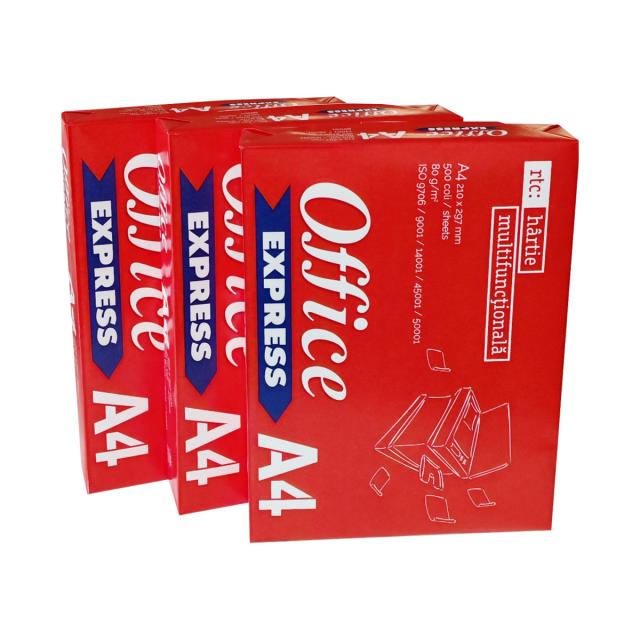 Hartie copiator Office Express, A4, 80 g/mp, 500 coli/top, 5 topuri/cutie