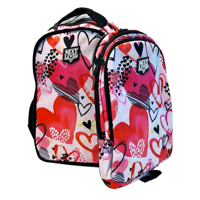 Ghiozdan Next Level, 2 in 1, colectia Heart Queen, 3 compartimente, 48x33x23 cm