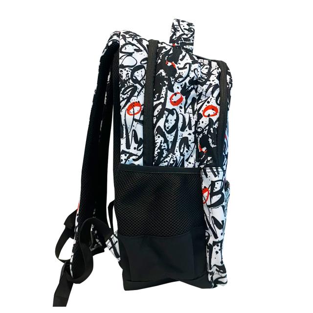 Ghiozdan Next Level, 2 compartimente, design alb negru, 48x33x20 cm