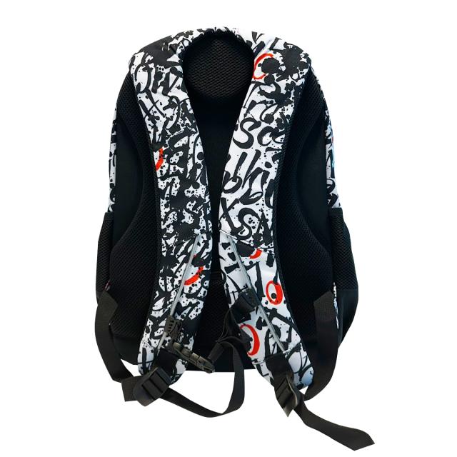 Ghiozdan Next Level, 2 compartimente, design alb negru, 48x33x20 cm