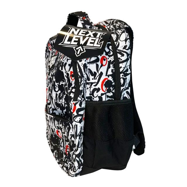 Ghiozdan Next Level, 2 compartimente, design alb negru, 48x33x20 cm