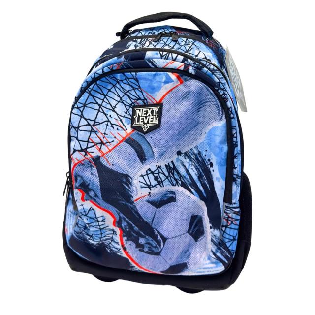 Troller Next Level, 3 compartimente, tematica fotbal, 48x33x19 cm