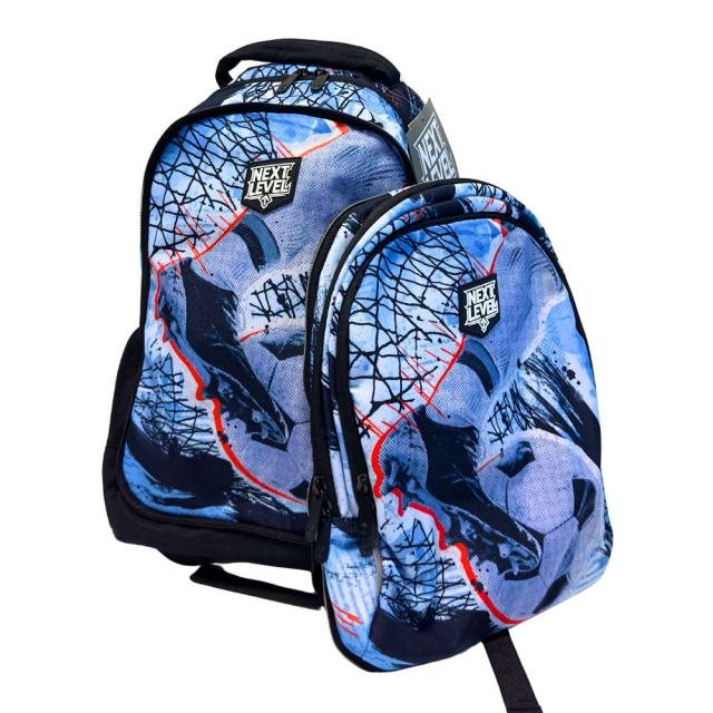 Troller Next Level, 3 compartimente, tematica fotbal, 48x33x19 cm