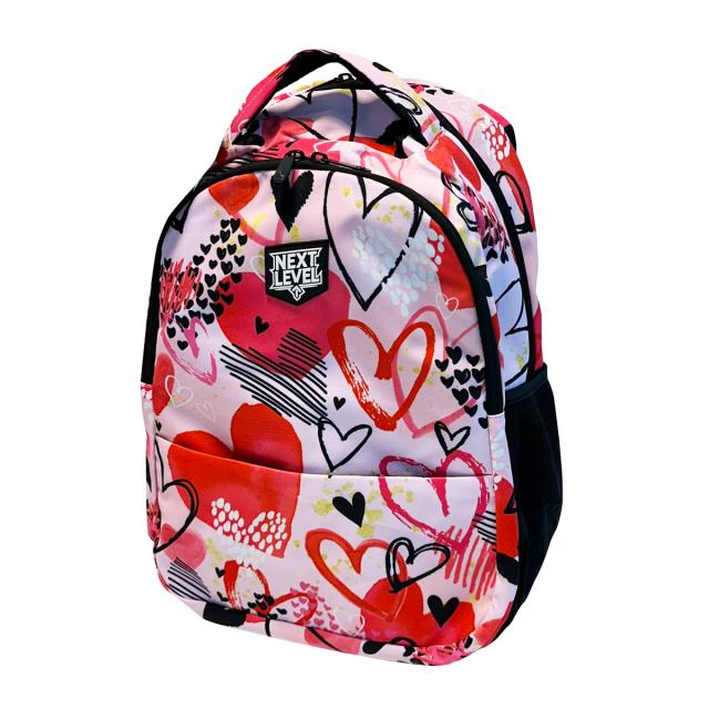 Ghiozdan Next Level, 2 compartimente, colectia Heart Queen, 48x33x20 cm