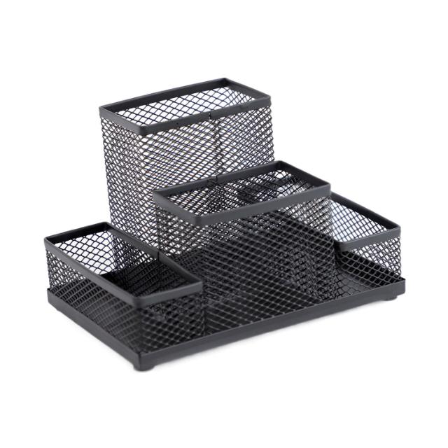 Suport accesorii de birou, mesh, metal, negru