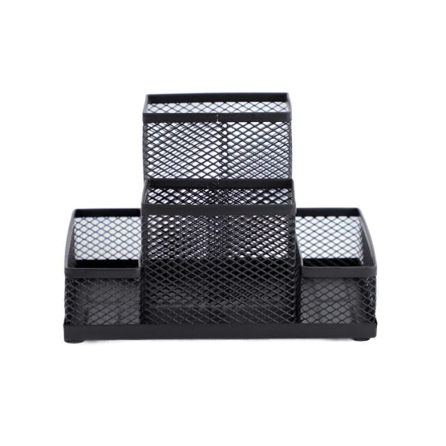 Suport accesorii de birou, mesh, metal, negru