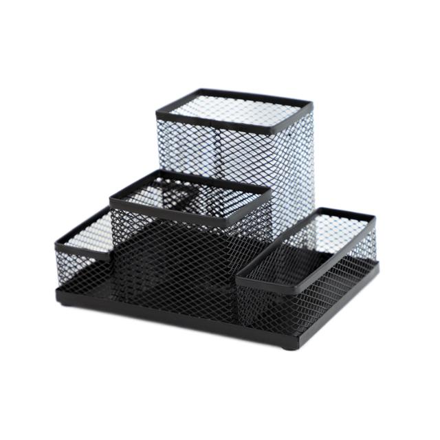 Suport accesorii de birou, mesh, metal, negru