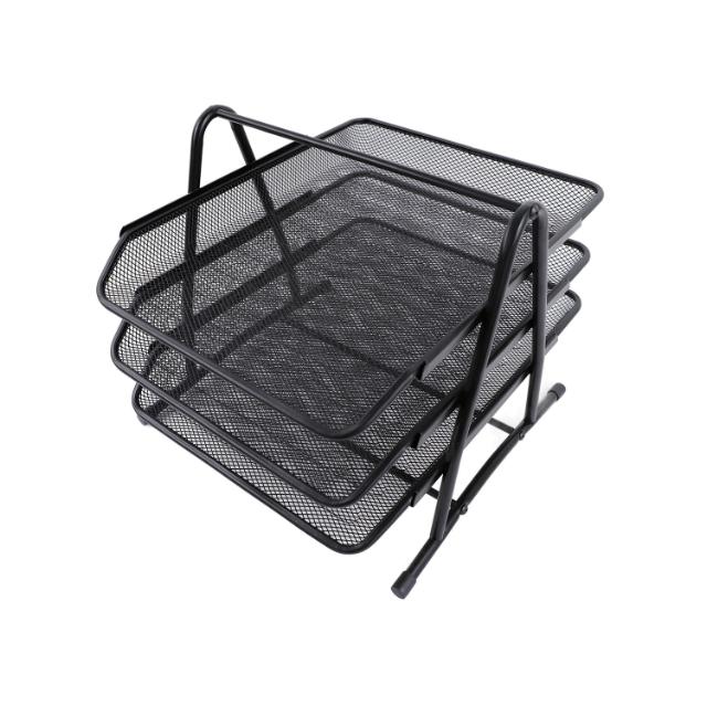 Set 3 tavite pentru documente, mesh, metal, negru