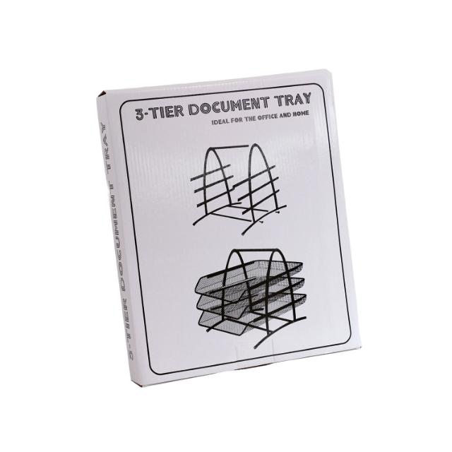 Set 3 tavite pentru documente, mesh, metal, negru
