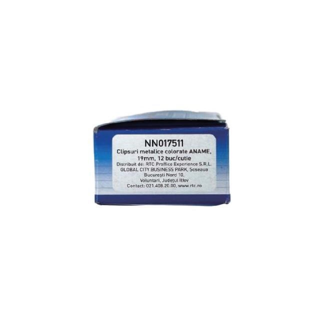 Clipsuri metalice colorate ANAME, 19 mm, 12 bucati/cutie