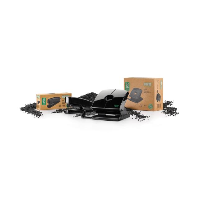 Capsator Novus B4 re+new, 40 coli, capse 24/6, 26/6, 24/8, negru, 81% pp reciclat