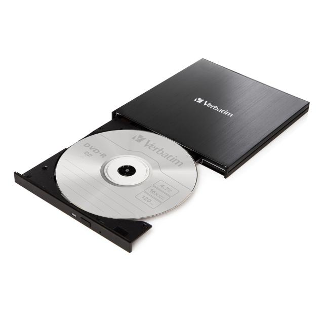 Unitate optica externa DVD-RW, Verbatim, Slimline, USB 3.2, negru