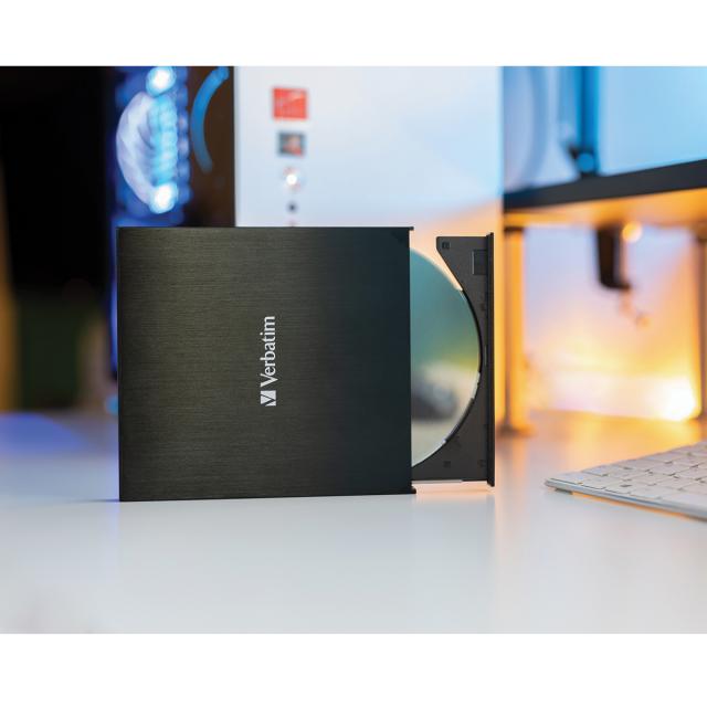 Unitate optica externa DVD-RW, Verbatim, Slimline, USB 3.2, negru