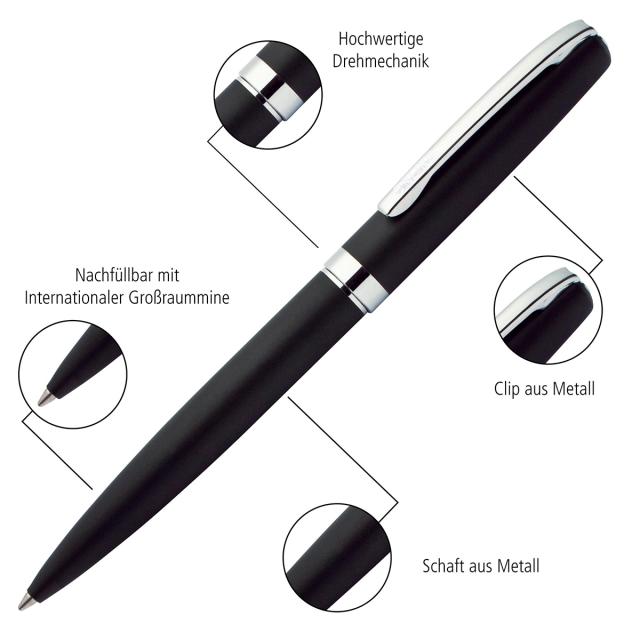 Set stilou pix negru Online Eleganza, accesorii etui piele si cutie