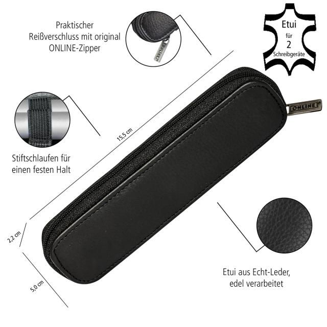 Set stilou pix negru Online Eleganza, accesorii etui piele si cutie