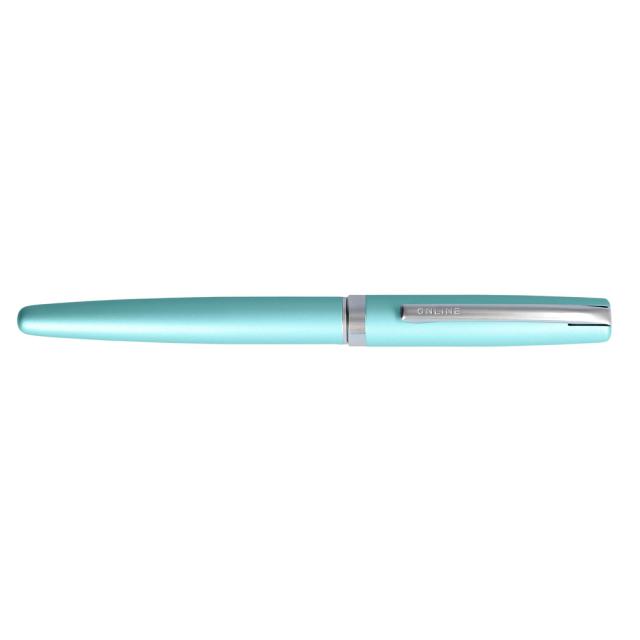 Stilou Online Eleganza, turcoaz satin, culoare scriere albastru