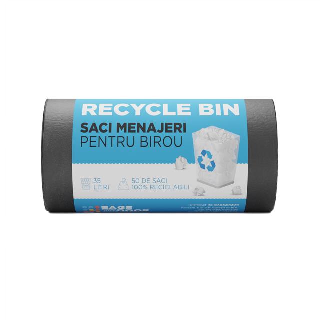 Saci menaj HDPE, negri, 35L, 50x60 cm, 50 bucati/rola