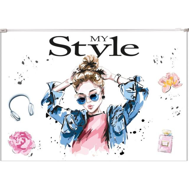 Mapa plastic inchidere cu fermoar, A4, design Style