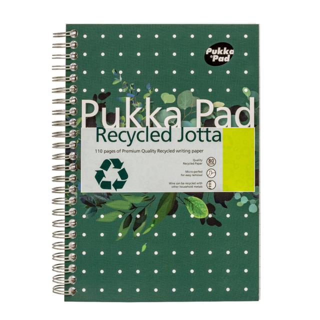 Caiet cu spirala Pukka Pad Jotta Recycled, A5, dictando, 110 pagini cu 4 perforatii indosariere
