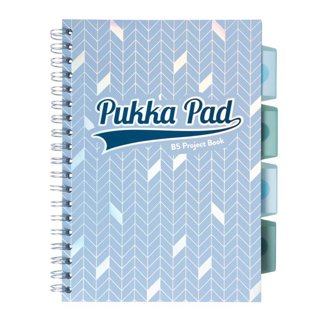 Caiet B5 cu spira si separatoare Pukka Pads PBG, 200 file, matematica, albastru deschis