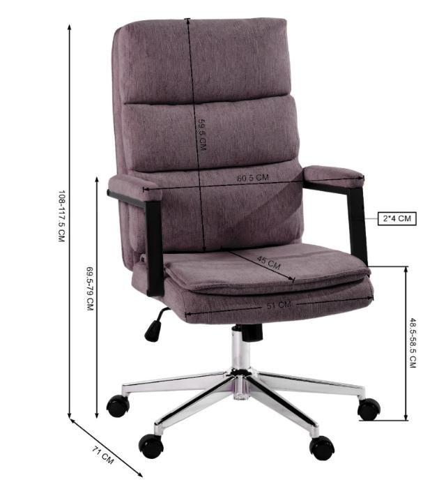 Scaun directorial US134 Aria, violet, 65.5x71.5x106-116 cm