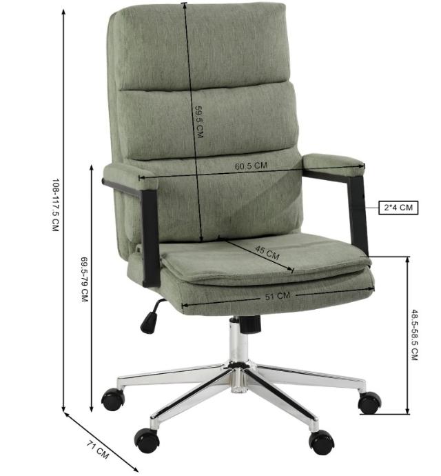 Scaun directorial US134 Aria, verde, 65.5x71.5x106-116 cm