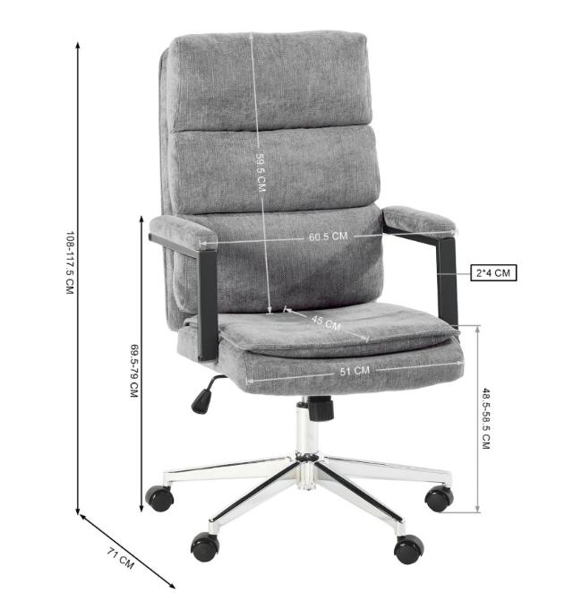 Scaun directorial US134 Aria, gri, 65.5x71.5x106-116 cm