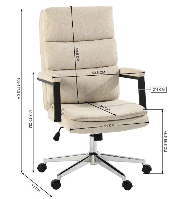 Scaun directorial US134 Aria, bej, 65.5x71.5x106-116 cm