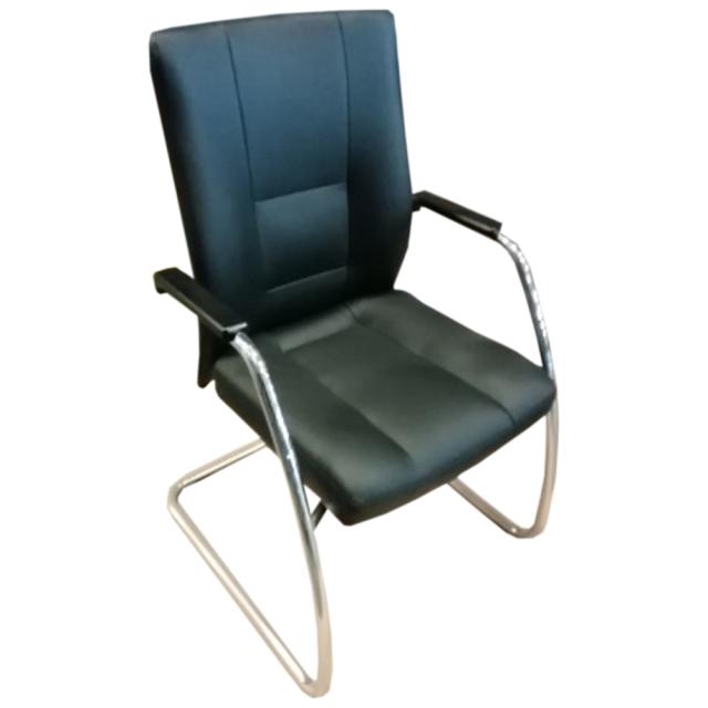 Scaun vizitator Invitus CFLB, piele neagra, manere, sanie cromata