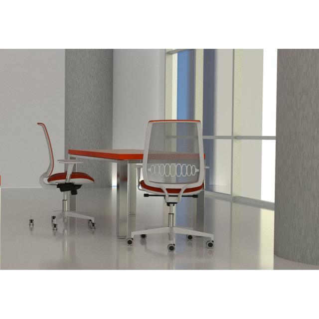 Scaun Bond WHITE, stofa, alb, sezut rosu